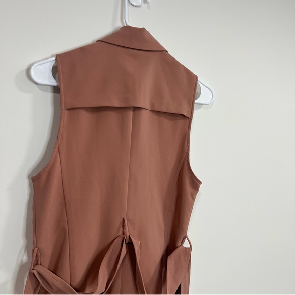 Tan Sleeveless Blazer Vest Dress Bested Small Size Muted Rose Hue Modern Layer - Picture 8 of 10